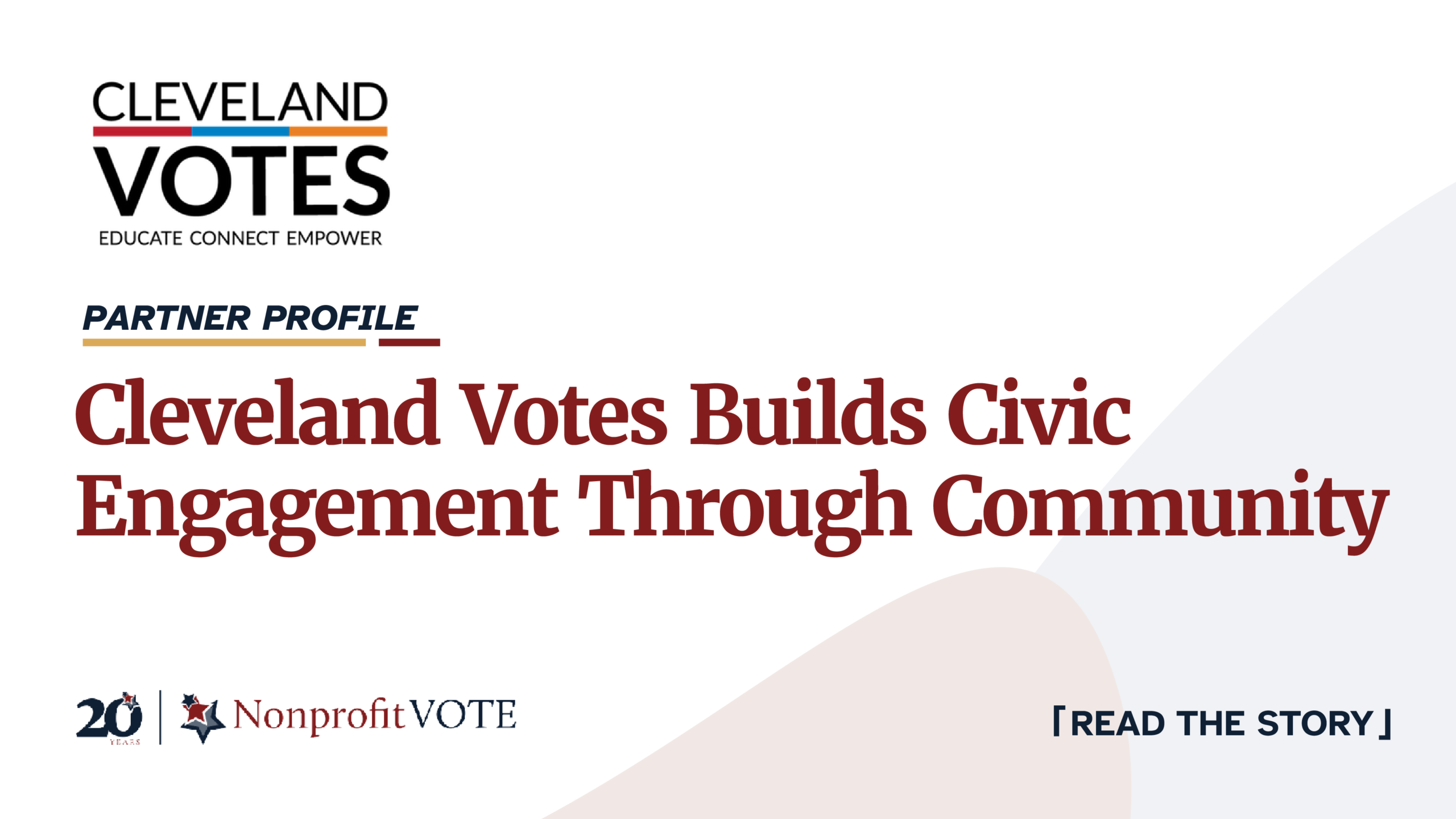 Cleveland Votes partner profile banner promoting civic engagement through community involvement.